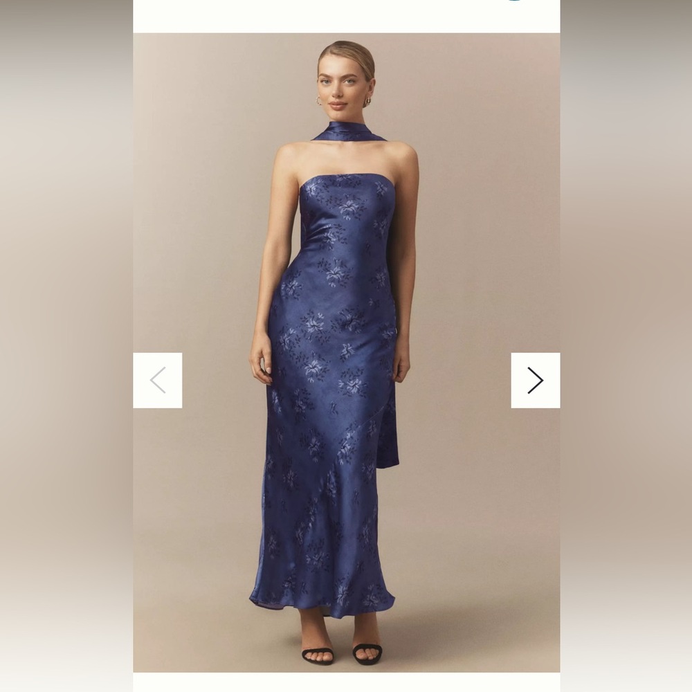 BHLDN Nesta Strapless Scarf Slip High-Shine Satin Maxi Dress